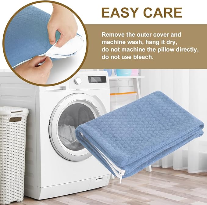 Ivellow Memory Foam Travel Pillow Compressible Camping Pillow for Sleeping Shredded Memory Foam Pillow Compact Firm Supportive Travel Pillow for Adults Kids Outdoor Hiking Essential Gear Blue-S
