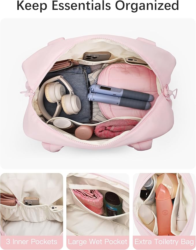 oscaurt Gym Bag for Women Lightweight Duffle Bag for Travel with Toiletry Pouch Water Resistant Carry On Weekender Overnight Duffel