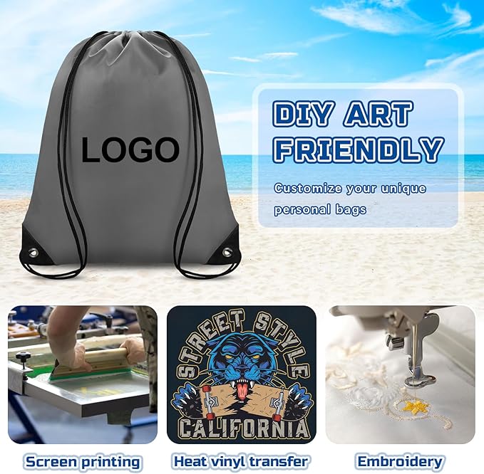 Grneric Drawstring Bags 42 Pcs Drawstring Backpack Bulk String Backpack Cinch Bag Sackpack for Men Women Gym (Gray)