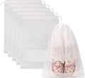 5 Pack Shoe Bags for Travel, Large Travel Shoe Bags for Packing with Clear Window, Non-Woven Dustproof Drawstring Travel Shoe Storage Bag Travel Essentials for Men & Women (5 Pack, White)