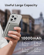 for Magsafe Battery Pack, 10000mAh Slim Wireless Magnetic Power Bank with USB C Charging, Travel Essential for Magsafe Portable Charger Compatible with iPhone 17/16/15/14/13/12 Serie