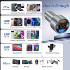 Car Charger 5 Pack, 65W 12V USB Multi Port QC/PD 3.0 Fast Charge Cigarette Lighter Adapter Dual USB-C & USB-A Cargador Carro Car Phone Charger Plug for iPhone 17 16 15 14 13 Galaxy Android(Gray)