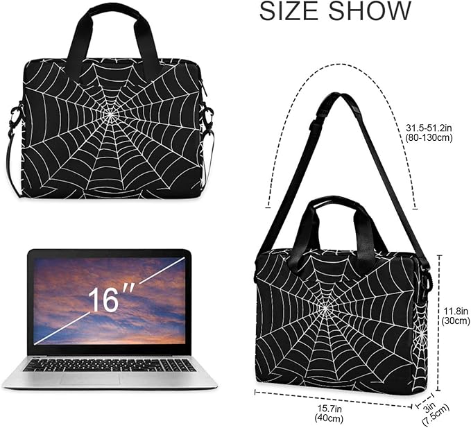 Goth Spider Web Laptop Case 15.6 inch Computer Bag Waterproof Laptop Briefcase Laptop Bag for Women & Men