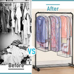 MISSLO 10" Gusseted All Clear Garment Bags for Hanging Clothes 40"+50" Suit Bags for Closet Storage Dresses Protectors for Shirts, Coats, Gowns, 3 Packs