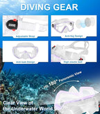 Aegend Snorkeling Gear for Adults Youth Kids, Snorkel Mask with Top Dry Valve - Panoramic View Anti-Leak and Anti-Fog with Mesh Bag for Snorkeling, Scuba Diving, Freediving & Swimming