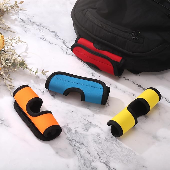 uxcell 5 Pcs Luggage Handle Wrap, Hollow Neoprene Handbag Grip Cover Protector Luggage Identifiers Suitcase Handle Wraps for Luggage Suitcase Travel Bags, Wine Red