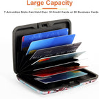 Mayski Credit Card Holder, RFID Blocking, Aluminum Alloy Hard Case, Small Mini Business Metal Wallet for Women Men, Peach Blossom
