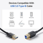 Cable Matters 5Gbps Long USB 3.0 Cable - 10ft, USB A to B Cable, USB3 Cord with Type-B 3.0 Connector for Hard Drive Enclosure/Built-in Hub and More, Black