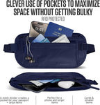 VENTURE 4TH Money Belt for Travel – Slim Hidden Under-Clothes RFID Blocking Anti-Theft Passport Holder & Travel Wallet Pouch for Men & Women to Protect Cash, Cards & Documents (Sleek Navy Blue)