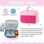 Backpack Set for Girls Boy Kids Backpack with Lunch Box for Elementary Primary Kindergarten School Bag (Purple Pink Set, Large)