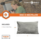 Disc-O-Bed Compact and Packable Travel Pillow with Washable Cover, Ultralight for Backpacking, Hiking, and Camping, Grey