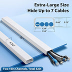 ZhiYo Cord Covers for Wires on Wall 32in(2xL16in), Wire Covers for Cords, X-Large TV Cord Hider Wire Hider for Cords, Cable Hider for Wall Mount TV, Cable Cover Wall Cable Raceway White W1.5in H0.7in