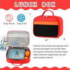 Backpack Set for Girls Boy Kids Backpack with Lunch Box for Elementary Primary Kindergarten School Bag (Red Black Set, Large)