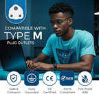 OREI South Africa, Botswana, Namibia Power Plug Adapter with 2 USA Inputs - Travel 3 Pack - Type M (US-10L), Safe Grounded Use with Cell Phones, Laptop, Camera Chargers, CPAP, and More