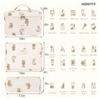 honitty Makeup Bag,Quilted Cosmetic Bag,Large Floral Make Up Bag for Women,Cotton Makeup Bag Set,Flower Travel Toiletry Bag