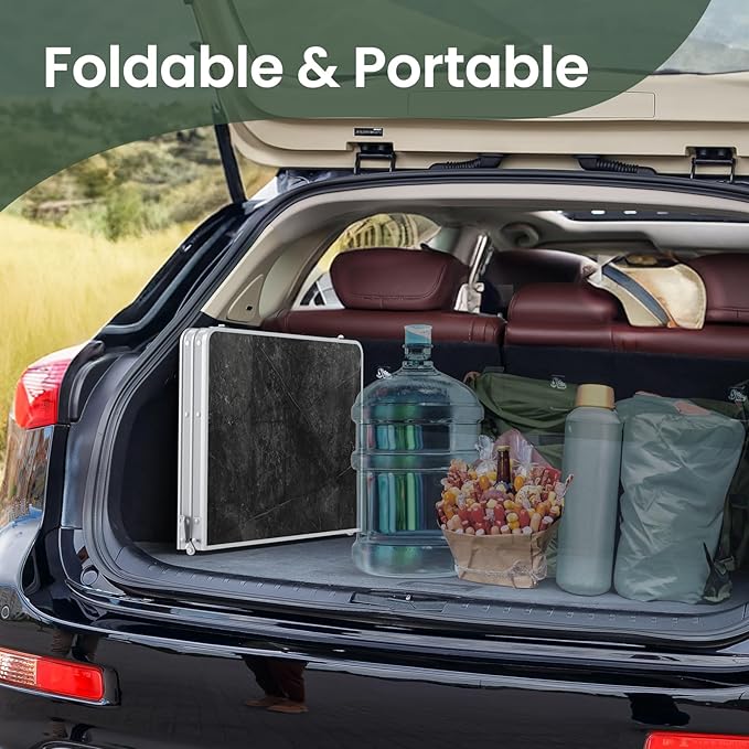 Titanker Folding Camping Table 3ft, Large Camp Table Portable with Extra Side Racks & Storage Net, Folding Picnic Table, Outdoor Patio Table, RV/Car Camping Essentials, Aluminum, Silver