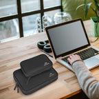 MATEIN Charger Organizer Travel Case 2 Pack, Cable Bag Organizer for Tech Accessories, Water Resistant Cord Case for Work, Sturdy Cable Pouch for Crods, Phone, Powerbank, Gifts for Men, Black