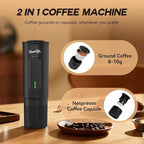 H02PRO Travel Coffee Maker, Portable Espresso Machine for Camping, 20 Bar Mini Coffee Maker Compatible with NS Capsule & Ground Coffee, Battery Operated Self-heating Car Coffee Machines for Travel