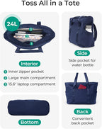 BAGSMART Tote Bag for Women, Tote Bag with Zipper Work Tote with Compartments Nurse Shoulder Hanbag for Travel, Gym