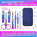 QURIPE 7pcs Manicure Set, Nail Clippers Kit, Stainless Steel Manicure Kit, Nail Clipping Tools Portable Travel Grooming Kit, The Best Gift with Luxurious Case(Multicolor)