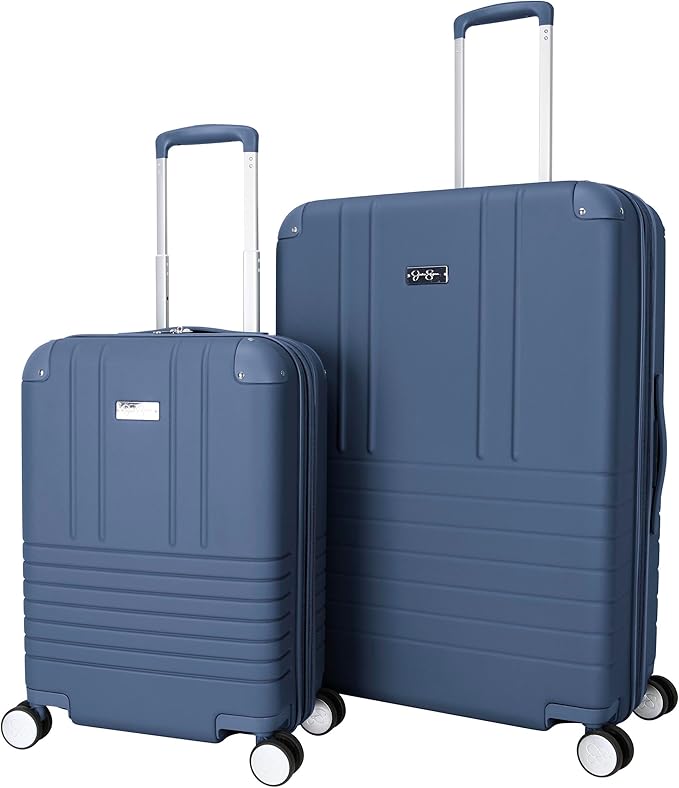 Jessica Simpson Countryside 2-Piece Set (21" & 30") Expandable 8-Wheel Spinner Large Checked Luggage Suitcase, Oceanview
