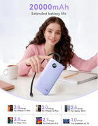 Portable Charger, 45W 20000mAh Power Bank with in/Out Fast Charging USB C Cable, 3W Flashlight, LED Display, Portable Battery Pack Travel Essentials for iPhone 17/16/15, Android Phone, Tablet, Laptop