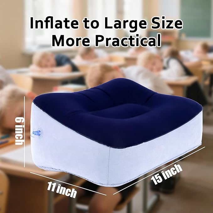 + Inflatable Foot Rest, Portable Foot Rest, Inflatable Airplane Foot Rest Pillow - Portable Travel Foot Elevator, Head Pad, Lightweight Foot Stool for Economy Class, Upgrade Version (Grey)
