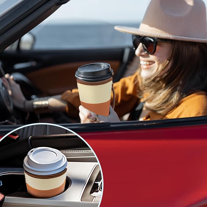 KJQJLY 3 Pack Reusable Iced Coffee Sleeves for Iced Coffee Cups or Drinks Reusable Neoprene Insulated Sleeves for Hot and Cold Drinks from Starbucks, Dunkin, And More (Mocha Brown)
