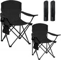 Camping Chair 2 Pack Portable Folding Chair, Supports 300lbs, Lightweight Stable Outdoor Chair for Camping Hiking Fishing Beach Travel Picnic, Compact Collapsible Camping Seat, Classic Black