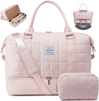 LOVEVOOK Travel Duffel Bag - Versatile Weekender Bag for Women, Puffer Carry On & Overnight Bag for Short Trips, Pink