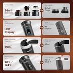 Portable Coffee Maker Espresso Machine Small Electric Battery Operated Coffee Cup Mini Espresso Machines Self-Heating Car Travel Espresso Pod Maker, 3-IN-1 Ground Coffee & NS Capsule Hiking Camping