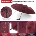 Travel Compact Umbrella, Folding Travel Umbrella for Rain and Shine Small, Windproof Automatic Open/Close, Portable Umbrellas