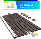 Yecaye Cord Hider, 113in Medium Cord Covers for Wires on Wall, Cord Organizer for 2-3 Wires, Easy Install Cable Management Kit, TV Cable Hider for Home Office, W0.95in H0.55in, Darkwood