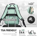 LOVEVOOK Laptop Backpack for Women 17.3 inch,Cute Womens Travel Backpack Purse,Professional Laptop Computer Bag,Waterproof Work Business College Teacher Bags Carry on Backpack with USB Port,Mint Green