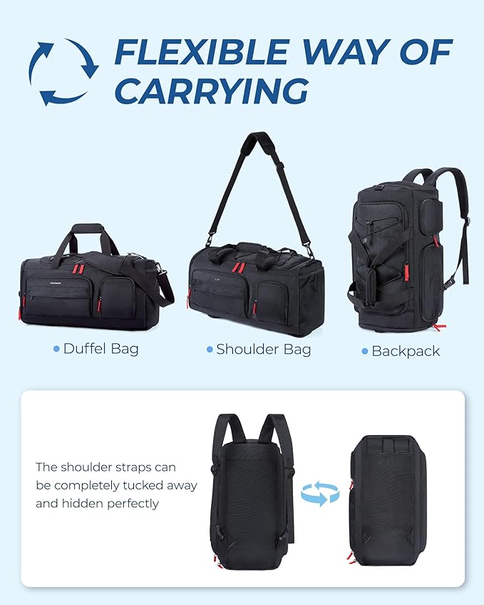 BAGSMART Gym Bag for Women & Men, 35L/63L Sports Travel Duffel Backpack with Shoe Compartment Laptop Compartment, Water Resistant Carry On Weekender Bag for Airplane