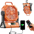 VVU&CCO Table Fan Portable Fan for Camping with LED Lantern,10000mAh Rechargeable Battery,30H Runtime,USB-C Fast Charging,3 Speeds Strong Airflow,Cordless for Travel Barbecue Home Office Tent Desk