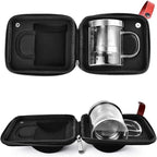 Oranlife Pour Over Coffee Maker Set for Travel/Camping/Hiking, Single Cup, Stainless Steel Coffee Filter, 14 Oz Borosilicate Glass Mug, Extra Permanent Lid and Moulded Neoprene Case, at Home/Office