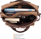 CROCOD 3 In 1 Canvas Convertible Laptop Bag for Men Women, 17.3 inch Laptop Messenger Bag Work Briefcase, Computer Shoulder Bag for Travel Business Office (17.3 Inch, Coffee) | 3 In 1, Multi-pocket