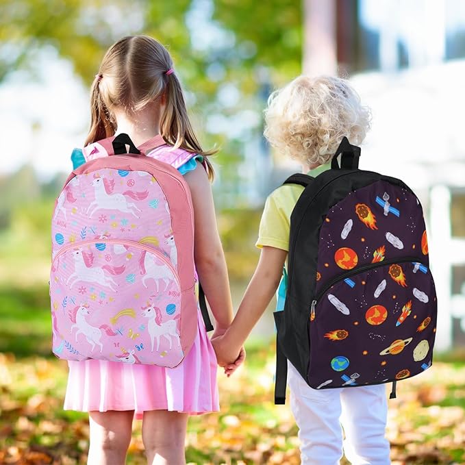 24 Pack School Backpack Bulk 15'', Assorted Printed Bookbags for Boys Girls, Homeless Donations Supplies