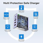 2Pack USB C Fast Charger Block, Total 60W 5-Port USB C Wall Charger 30W Type C Charging Block, 2USB C+3USB A PD 3.0 Multiport Charging Cube for iPhone 17 16 15 14 Pro Max, G-alaxy S26 S25 Ultra, i Pad