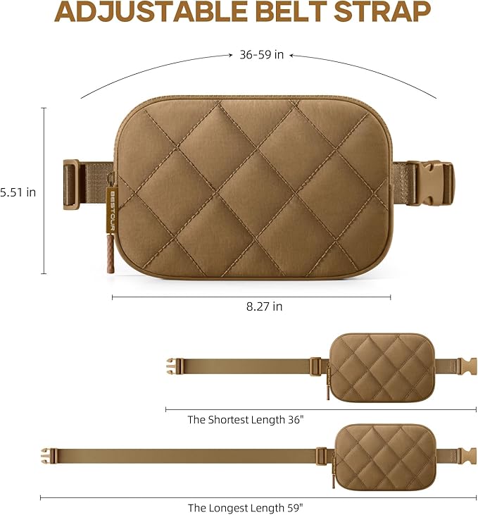 Fanny Pack for Women Men, Waterproof Belt Bag with Adjustable Strap & Back Anti-Theft Zipper Pocket, Lightweight Crossbody Bag for Travel, Workout, Running (7.Brown upgrade)