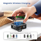 for Magsafe Portable Charger with AC Wall Plug, 6-in-1 Magnetic Wireless Power Bank 10000mAh Built-in Cables, 22.5W Type-C in&Out Fast Charging Battery Pack for iPhone17/16/15/14/13/12 Series, Black