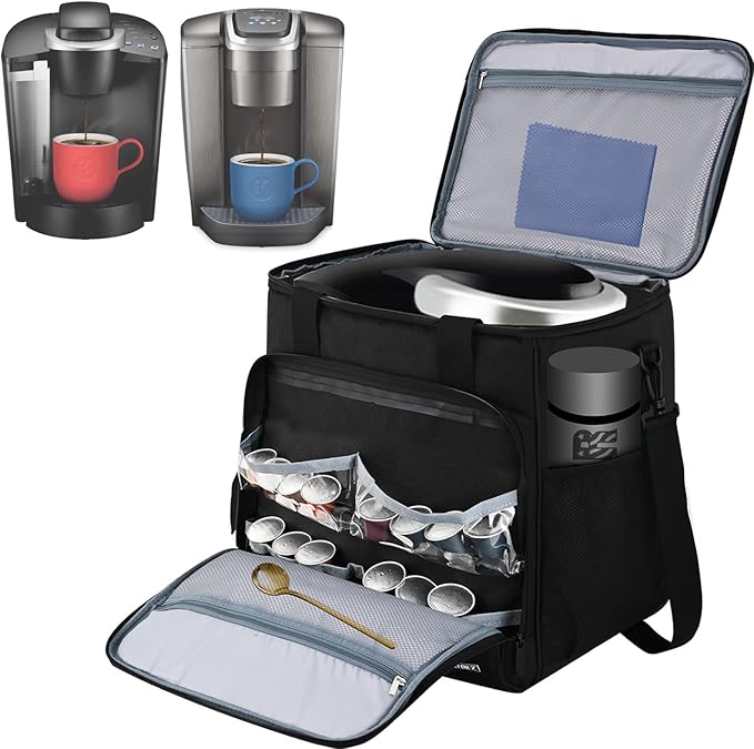 Travel Coffee Maker Carrying Bag Compatible with Keurig K-Classic/K-Elite/K-Supreme/K-Compact,Single Serve Coffee Maker Portable Storage Bag with Shoulder Strap(Patented Design)