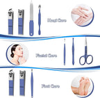 Manicure Set 8 in 1 Nail Clipper Set,RedFlow Nail Clippers,Fingernail & Toenail Clippers,Manicure Tools,Pedicure Tools,Suitable for Travel Manicure Kit,Nail Set Kit with Everything Profe (Blue)