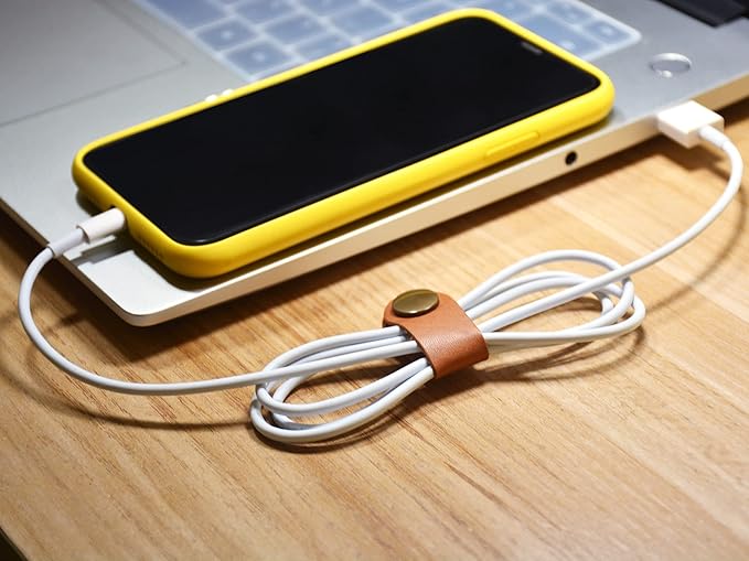 CAILLU Cord Organizer,Cord Holder,Cable Clips Leather,Cable Organizer USB Holder,Wire Organizer,Cord Keeper,Phone Cord Organizer Ties Mens Stocking Stuffers for men