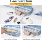 Packism Clear Fanny Pack for Women Stadium Approved - Quilted Clear Belt Bag, Adjustable Strap Fits 35-51 Inches, Transparent Waist Bag for Sports Concerts Festivals, Dusty Blue