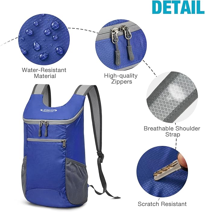 G4Free Lightweight Packable Hiking Backpack for Men Women Small Hiking Daypacks Foldable Shoulder Pack Casual Outdoor Bag 11L