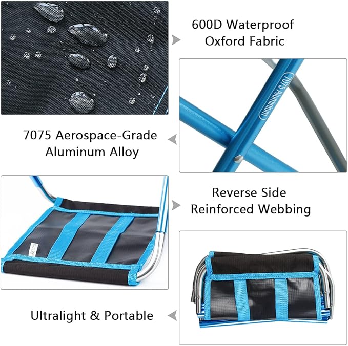 Ultralight Portable Folding Camping Stool for Outdoor Fishing Hiking Backpacking Travelling(XL:13"x14"x15";Large:11.8"x11"x11.4"; Medium:8.3"x9.5"x 11")