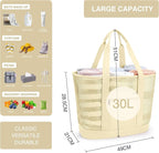 KALIDI Upgrade Version Beach Mesh Tote Bag MAX 27L Large capacity,Shoulder Bag Nylon Hobo Women Casual Foldable Beach Picnic