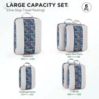 6 Set Compression Packing Cubes for Travel Essentials,Compressible Expandable Packing Cubes for Suitcase,OlarHike Luggage Organizer Bags for Travel(Dark Blue Floral)
